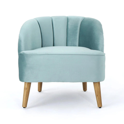 Insightful Channel-Tufted Upholstered Accent Chair with Wood Legs, Blue Default -DTYStore