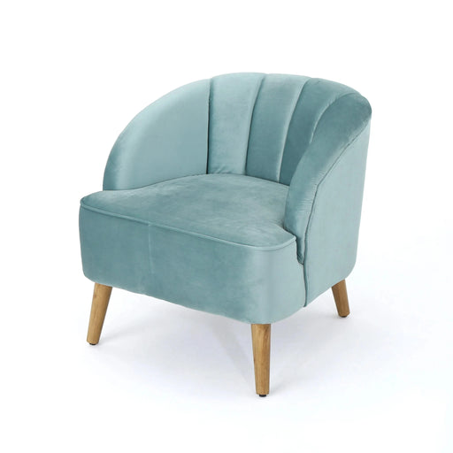 Insightful Channel-Tufted Upholstered Accent Chair with Wood Legs, Blue Default -DTYStore