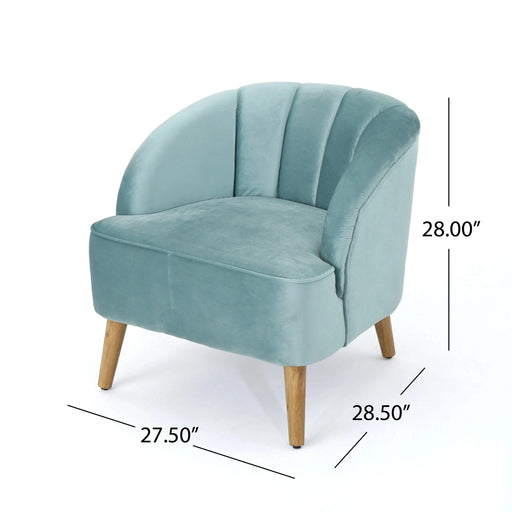 Insightful Channel-Tufted Upholstered Accent Chair with Wood Legs, Blue Default -DTYStore