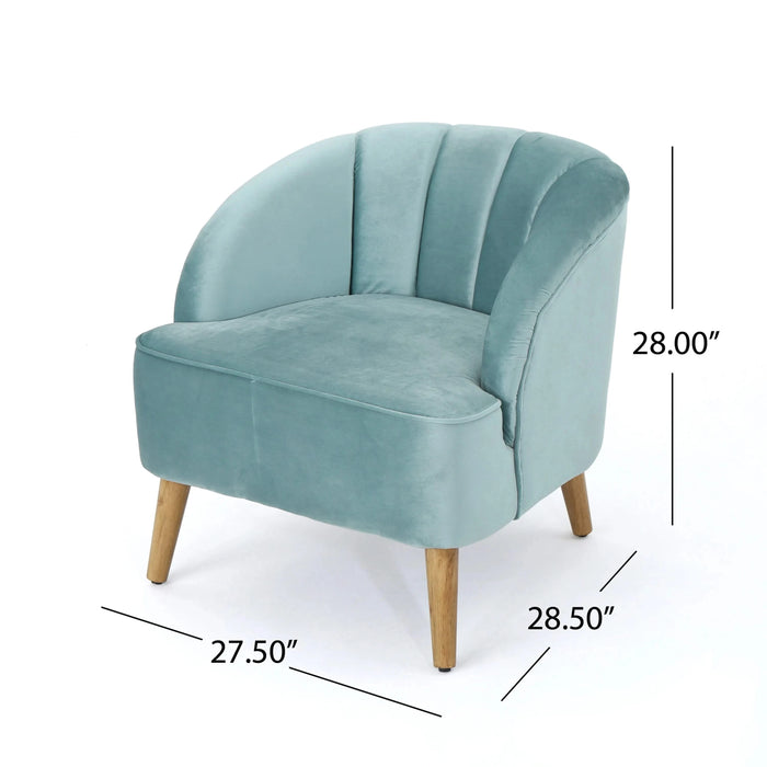 Insightful Channel-Tufted Upholstered Accent Chair with Wood Legs, Blue Default -DTYStore