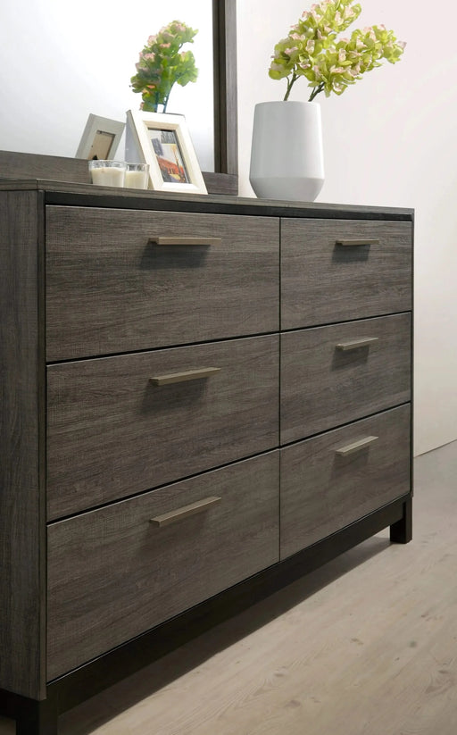 Ioana Antique Grey Wood 5-piece King Size Bedroom Set, Dresser, Mirror, 2 Night Stands Default -DTYStore