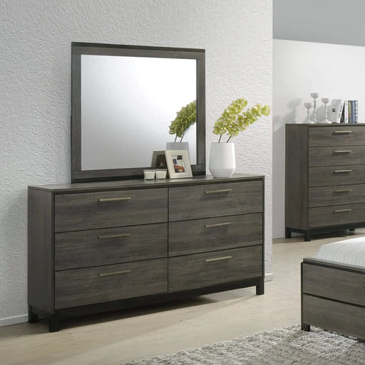 Ioana Antique Grey Wood 6-piece Queen Size Bedroom Set, Dresser, Mirror, 2 Night Stands , Chest Default -DTYStore