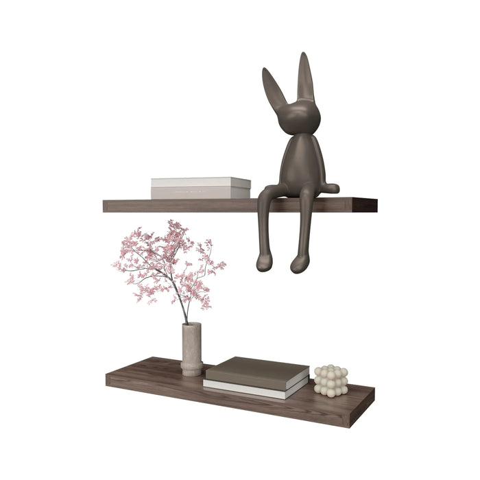 Iva Floating Shelf in Melamine x2, Cognac Default -DTYStore