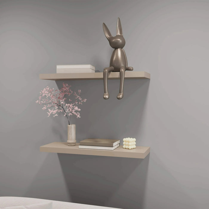 Iva Floating Shelf in Melamine x2, Taupe Default -DTYStore