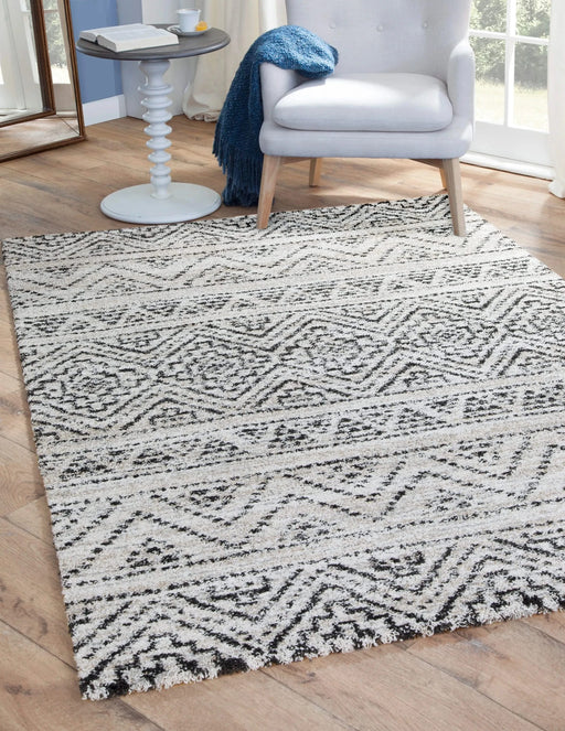 Ivory/Natural/Black Area Rug 8x10 Default -DTYStore