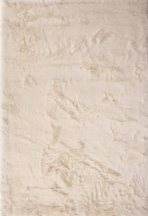 Ivory Faux Fur Area Rug 5x8 Default -DTYStore