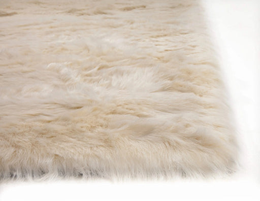 Ivory Faux Fur Area Rug 5x8 Default -DTYStore