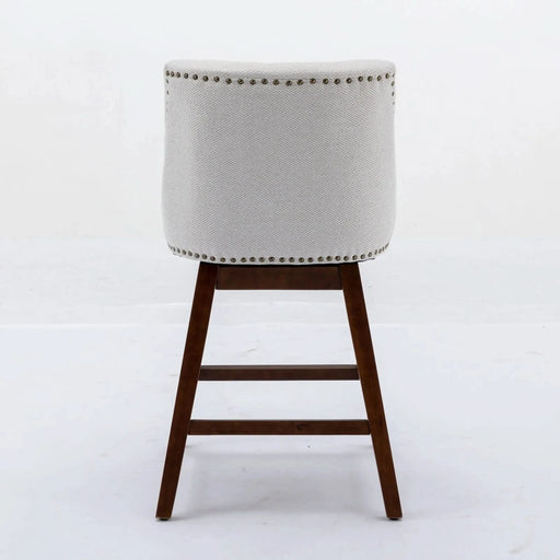 Ivory Upholstered Counter Height Swivel Barstools Set of 2, 26'' H Seat, Fabric and Rubber Wood Default -DTYStore