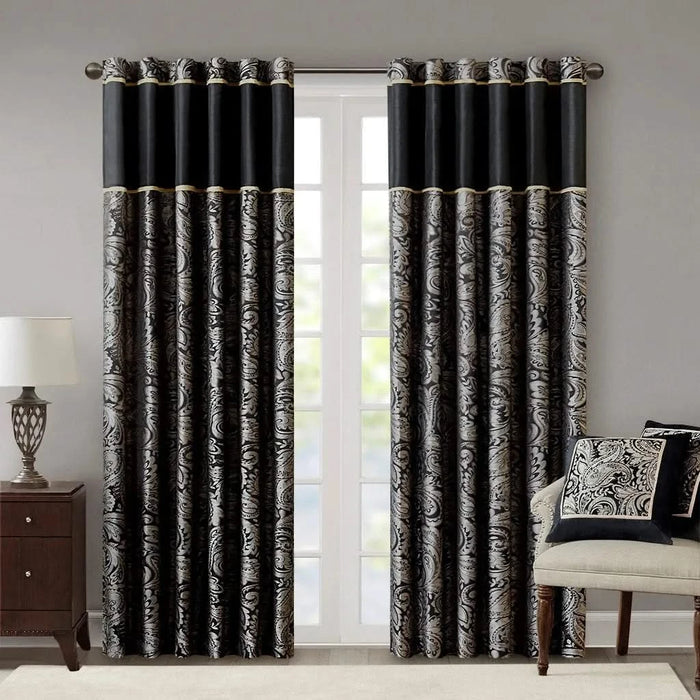 Jacquard Curtain Panel Pair(2 Pcs Window Panels) Default -DTYStore