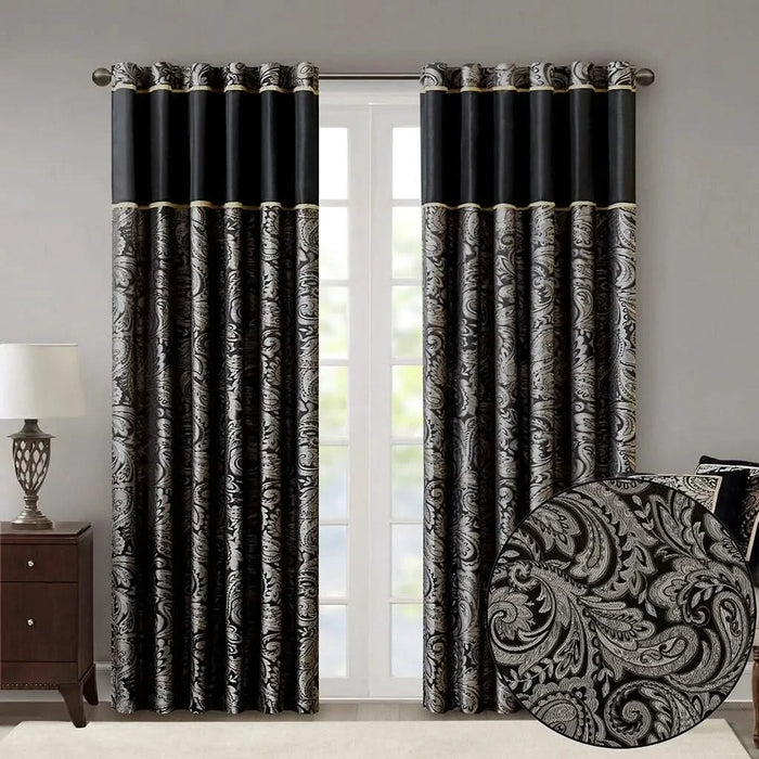 Jacquard Curtain Panel Pair(2 Pcs Window Panels) Default -DTYStore