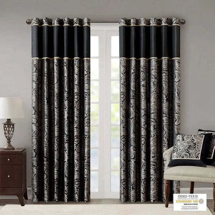 Jacquard Curtain Panel Pair(2 Pcs Window Panels) Default -DTYStore