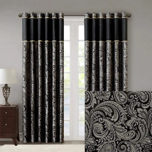 Jacquard Curtain Panel Pair(2 Pcs Window Panels) Default -DTYStore