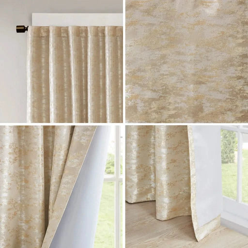 Jacquard Lined Total Blackout Rod Pocket/Back Tab Curtain Panel(Only 1 Pc Panel) Default -DTYStore