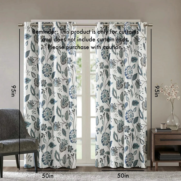 Jacquard Printed Room Darkening Curtain Panel Default -DTYStore
