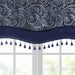 Jacquard Window Rod Pocket Valance With Beads Navy 50x18'- DTY Store