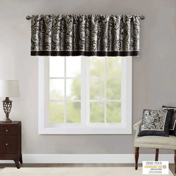 Jacquard Window Valance Black 50x18' Default -DTYStore