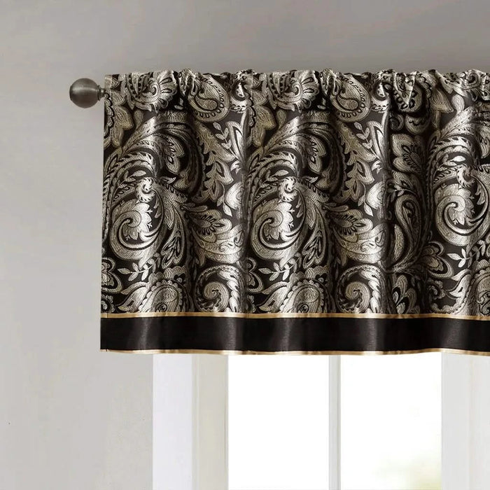 Jacquard Window Valance Black 50x18' Default -DTYStore