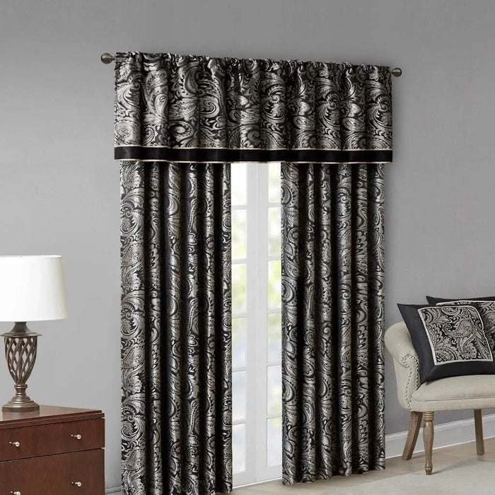 Jacquard Window Valance Black 50x18' Default -DTYStore