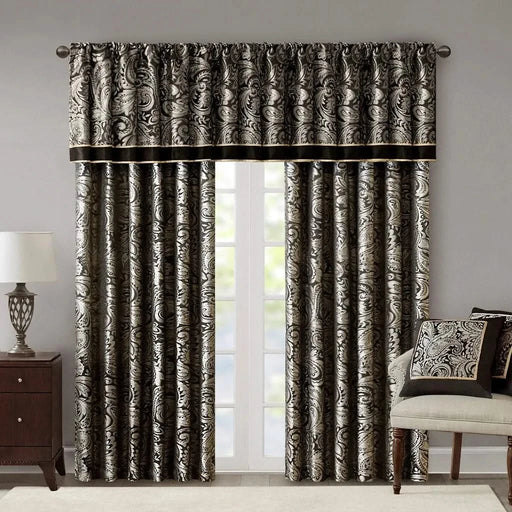 Jacquard Window Valance Black 50x18' Default -DTYStore