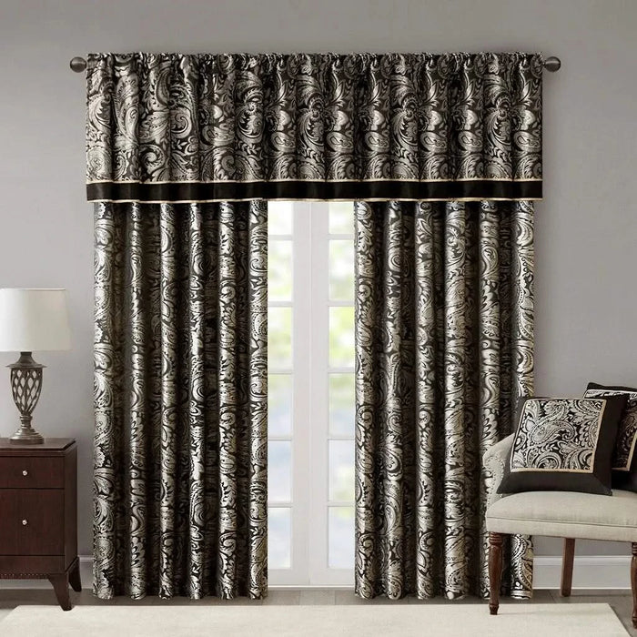 Jacquard Window Valance Black 50x18' Default -DTYStore