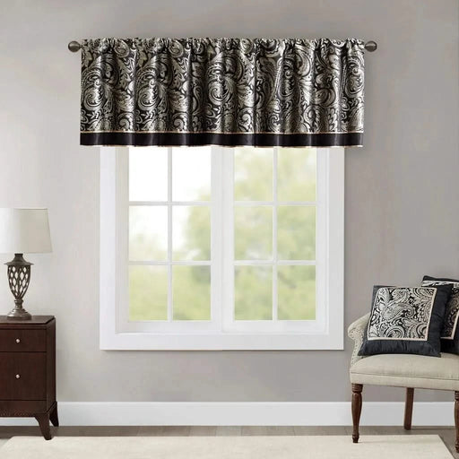 Jacquard Window Valance Black 50x18' Default -DTYStore