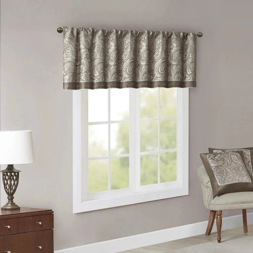 Jacquard Window Valance Blue/Brown 50x18' Default -DTYStore