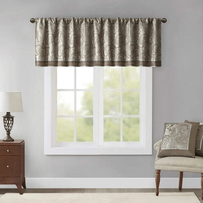 Jacquard Window Valance Blue/Brown 50x18' Default -DTYStore