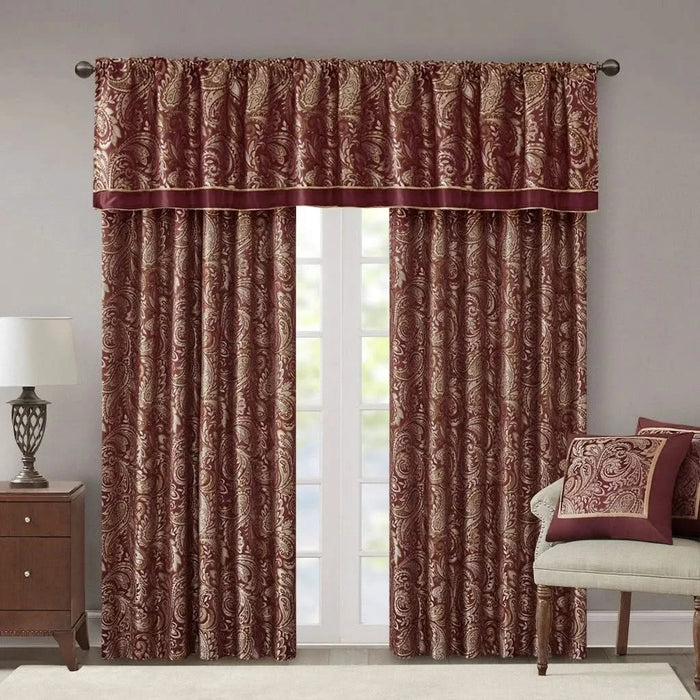 Jacquard Window Valance Burgundy 50x18' Default -DTYStore