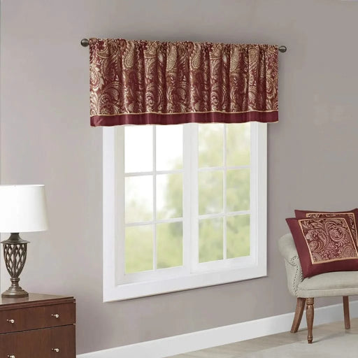 Jacquard Window Valance Burgundy 50x18' Default -DTYStore