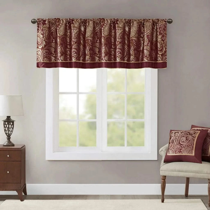 Jacquard Window Valance Burgundy 50x18' Default -DTYStore