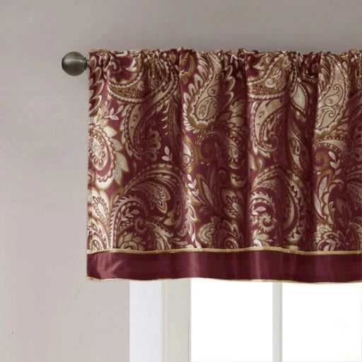 Jacquard Window Valance Burgundy 50x18' Default -DTYStore