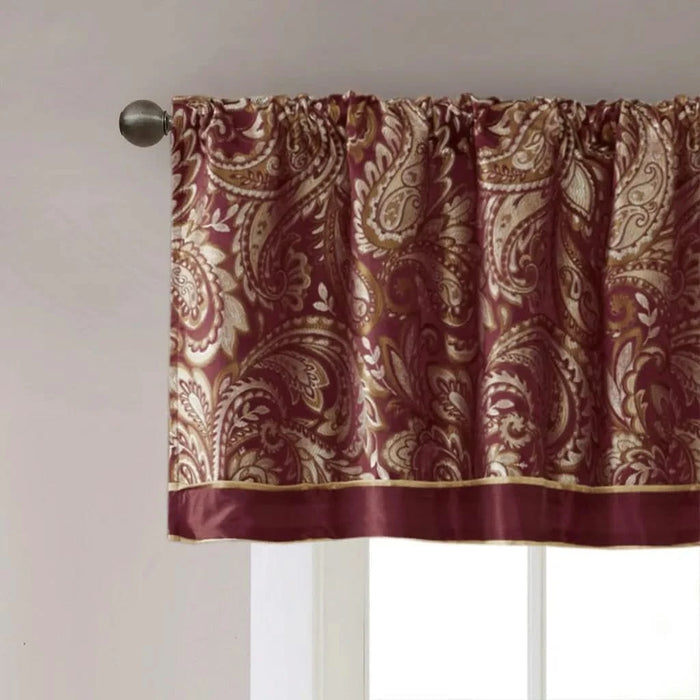 Jacquard Window Valance Burgundy 50x18' Default -DTYStore