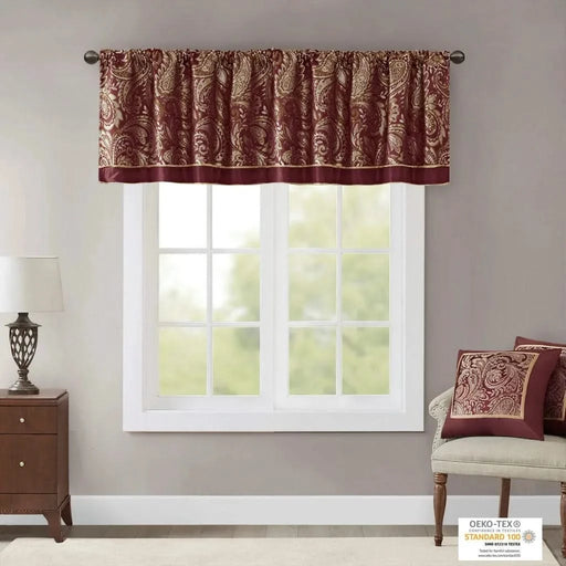 Jacquard Window Valance Burgundy 50x18' Default -DTYStore