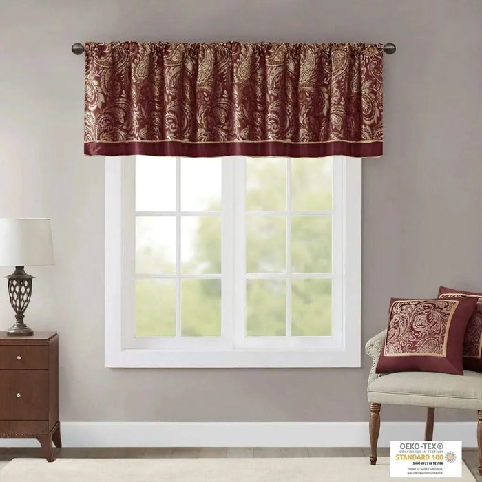 Jacquard Window Valance Burgundy 50x18' Default -DTYStore