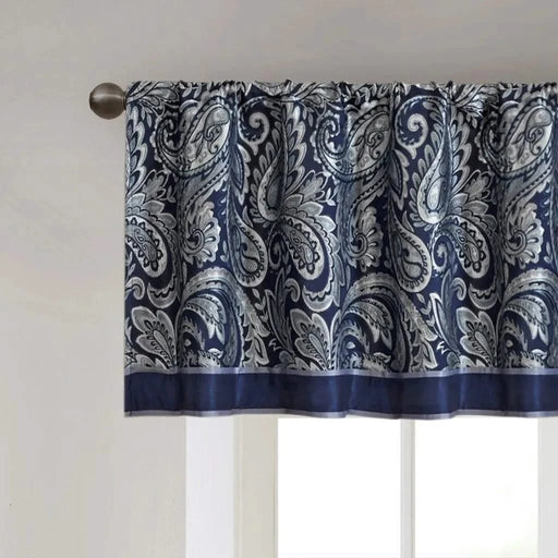 Jacquard Window Valance Navy 50x18' Default -DTYStore
