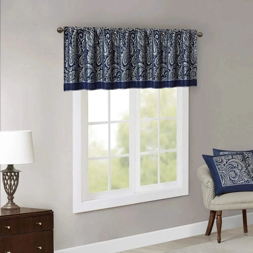 Jacquard Window Valance Navy 50x18' Default -DTYStore