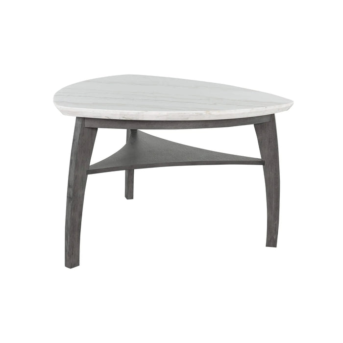 Jasmine Bar Table with Grey Arched Legs and Marble Top, Triangular Shape, 54 Inches Default -DTYStore