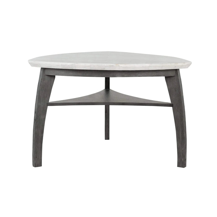 Jasmine Bar Table with Grey Arched Legs and Marble Top, Triangular Shape, 54 Inches Default -DTYStore