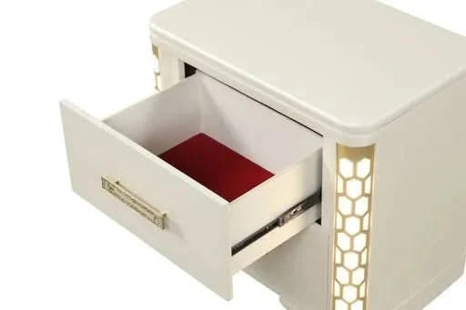 Jasmine Queen 4 Pc Unique LED Bedroom Set made with Wood in Beige (CA INVENTORY) Default -DTYStore