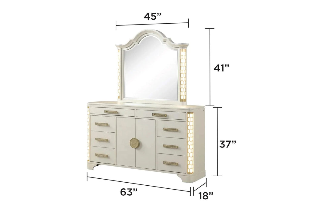 Jasmine Queen 4 Pc Unique LED Bedroom Set made with Wood in Beige (CA INVENTORY) Default -DTYStore