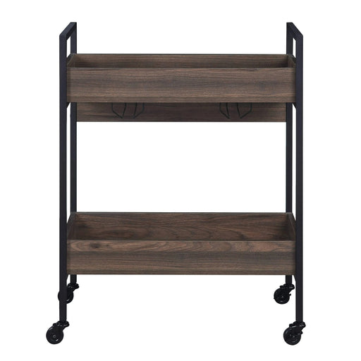 Jerrick Walnut & Black Finish Serving Cart Default -DTYStore