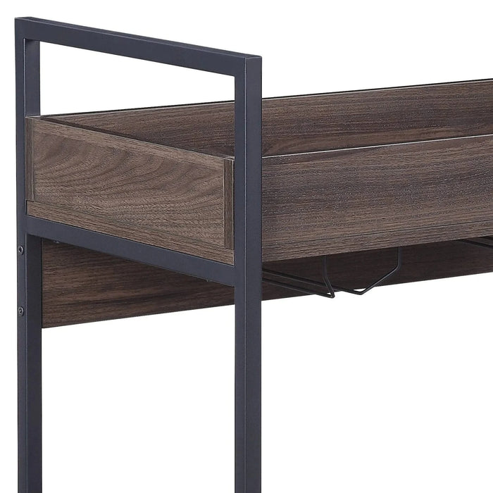Jerrick Walnut & Black Finish Serving Cart Default -DTYStore