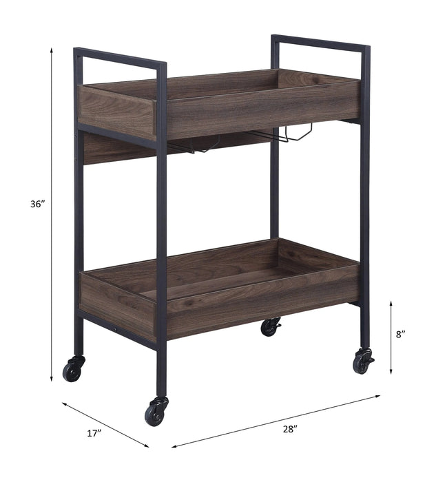 Jerrick Walnut & Black Finish Serving Cart Default -DTYStore