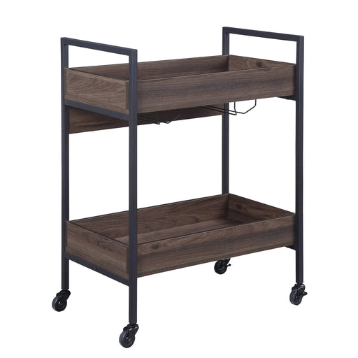 Jerrick Walnut & Black Finish Serving Cart Default -DTYStore