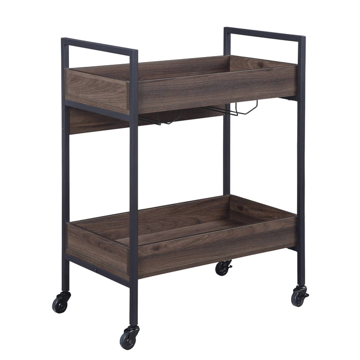 Jerrick Walnut & Black Finish Serving Cart Default -DTYStore