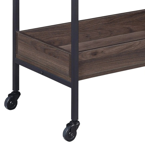 Jerrick Walnut & Black Finish Serving Cart Default -DTYStore