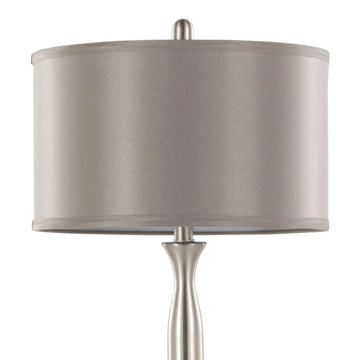 Joan 30' Contemporary Metal Table Lamp in Brushed Nickel with Grey Satin Shade from Grandview Gallery by LumiSource - Set of 2 Default -DTYStore