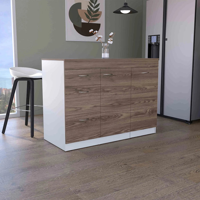 Joliet Kitchen Base Cabinet, Three Drawers, Two Interior Shelves, One Flexible Cabinet Default -DTYStore