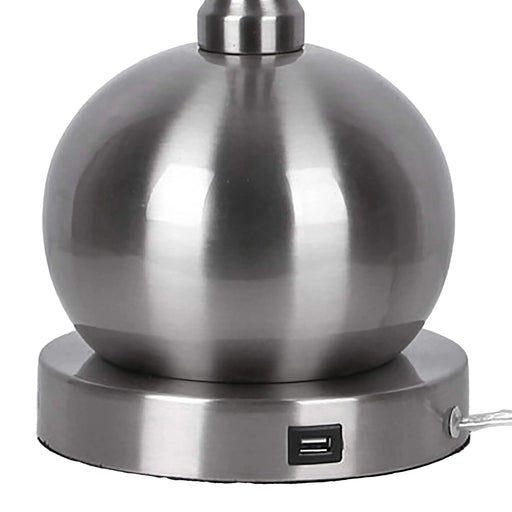 Jules 30.25' Contemporary Metal Table Lamp in Brushed Nickel with White Linen Shade and Built-In USB Port from Grandview Gallery by LumiSource - Set of 2 Default -DTYStore