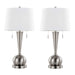 Jules 30.25' Contemporary Metal Table Lamp in Brushed Nickel with White Linen Shade and Built-In USB Port from Grandview Gallery by LumiSource - Set of 2 Default -DTYStore